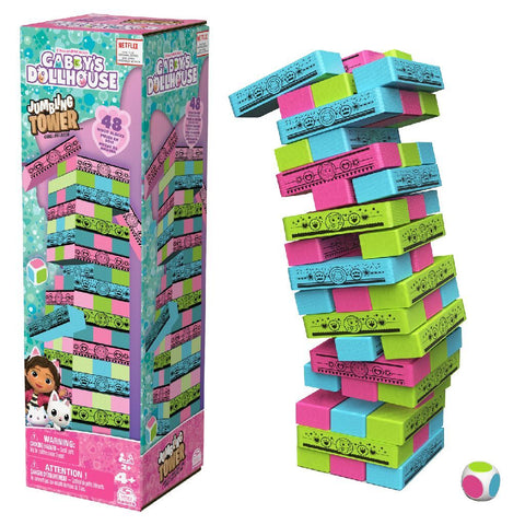 Spin Master Gabby&#039;S Dollhouse Jumbling Tower Blokkentoren Spel Met 48 Houten Blokjes