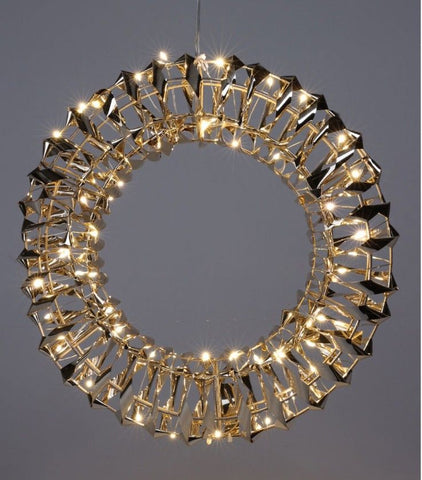 Verlichte Krans - Goud - 30 Cm - 50 Led