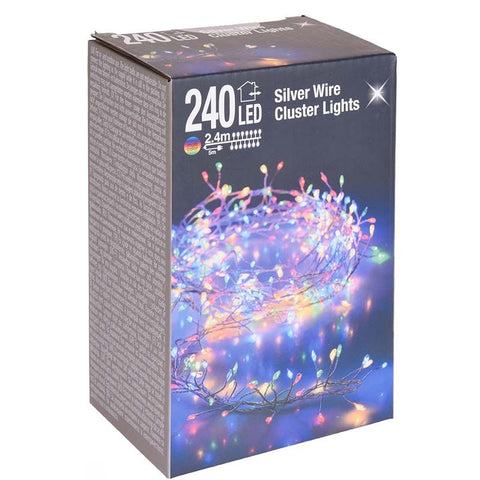 Zilverdraad - Cluster - 240Led - Multicolor