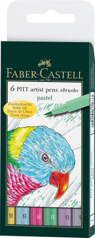 Faber Castell Fc-167163 Tekenstift Faber-Castell Pitt Artist Pen Brush Etui A 6 Stuks Pastel