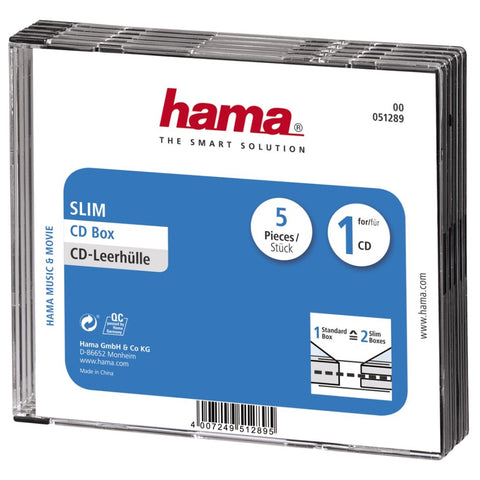 Hama Cd Box Slim 5-Pack Transparant/Zwart