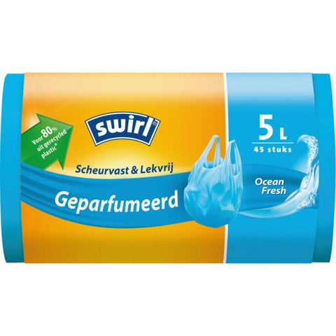 Swirl Pedaalemmerzak Geparfumeerd Ocean Fresh 5L 45 Stuks