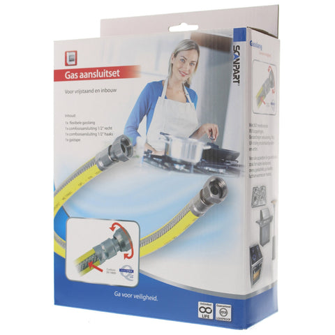 Scanpart Gas Aansluit Set Rvs-Flexibele 125Cm