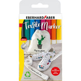 Eberhard Faber Textielmarker 8 Stuks In Etui + 4 Stencils Met Sjablonen