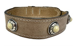 Sazzz Halsband Hond Boho Treasure Stone Vintage Leer Beige