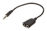 Valueline Vlap22100B02 Jack Stereo Audio Verdeelkabel 3,5 Mm Mannelijk - 2X 3,5 Mm Vrouwelijk 0,20 M Zwart