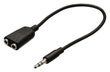 Valueline Vlab22100B02 Jack Stereo Audio Verdeelkabel 3,5 Mm Mannelijk - 2X 3,5 Mm Vrouwelijk 0,20 M Zwart