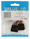 Valueline Vlcp73520V015 Interne Stroom Splitterkabel Molex Mannelijk - 2X Sata 15-Pins Vrouwelijk 0,15 M Veelkleurig