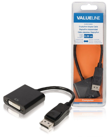 Valueline Vlcb37250B02 Displayport-Adapterkabel Displayport Mannelijk - Dvi-D 24 + 1-Pins Vrouwelijk 0,20 M Zwart