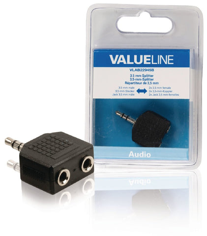 Valueline Vlab22945B Audio-Splitter 3,5 Mm Male - 2X Female Zwart