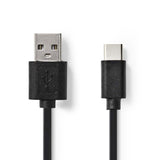 Nedis Ccgp60600Bk01 Usb 2.0-Kabel Type-C Male - A Male 0,1 M Zwart