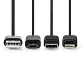 Nedis Ccgp60620Bk10 3-In-1 Sync And Charge-Kabel Usb-A Male - Micro B Male / Type-C Male / Apple Lightning 8-Pins Male 1,0 M Zwart