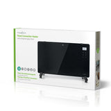 Nedis Htpl20Fbk Glazen Paneel Convectorkachel Thermostaat Lcd-Scherm 2 Warmtestanden Staand / Wandmontage 2000 W Zwart