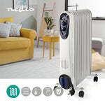 Nedis Htoi30Wt11 Mobiele Olieradiator 1000 / 1500 / 2500 W 11 Vinnen Instelbare Thermostaat 3 Warmte Standen Omvalpreventie Wit