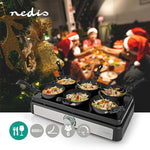 Nedis Fcra310Fbk6 Party Wokset Grill 6 Personen Spatel Temperatuurinstelling Anti-Aanbak Laag Rechthoek