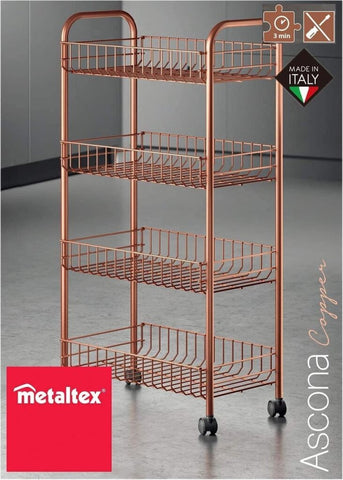 Metaltex Trolleykastje Ascona 84X41Cm Staal Koper