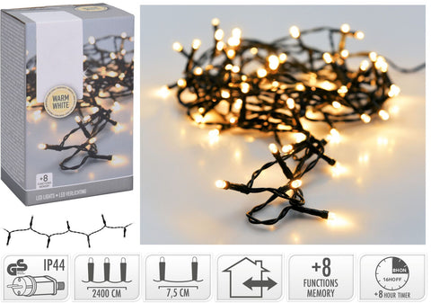 Kerstverlichting 320 Led- 24M - Warm Wit - Timer - Lichtfuncties - Geheugen - Buiten