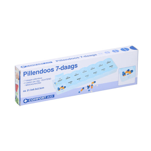 Basic Comfort Aid Pillendoos 7-Daags 2X6.4X21.5 Cm Blauw/Wit