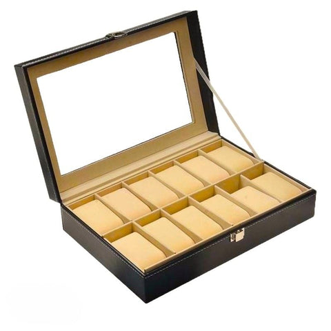 Ceruzo Horlogebox - Voor 12 Horloges - Zwart