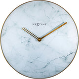 Nextime Ne-8189Wi Wandklok Marble Ø 40 Cm Wit