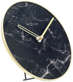 Nextime Ne-5222Zw Tafelklok Marble Table Dia 20Cm Glas Zwart