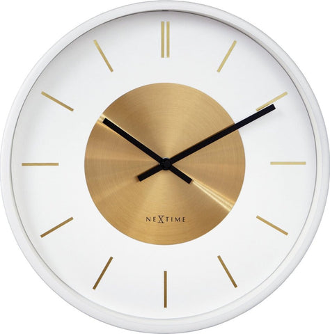 Nextime Wandklok Retro Ii 25Cm Wit/Goud