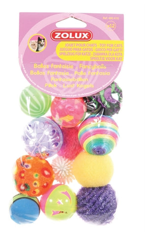 Zolux Cat Toys Fancy Colored Balls Assorted 12 ST