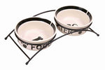 Trixie Food Bowl / Drinking Bowl Set Eat On Your Feet White / Black