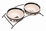 Trixie Food Bowl / Drinking Bowl Set Eat On Your Feet White / Black