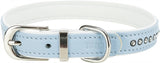 Trixie Dog Collar Active Comfort With Rhinestone Stone Leather Light Blue