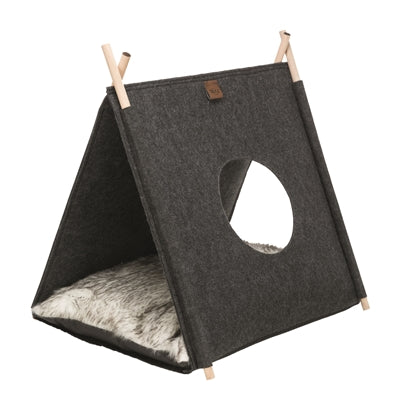 Trixie Lit pour Chat Tente Elfie avec Coussin en Feutre Anthracite 50 x 46 x 52 cm