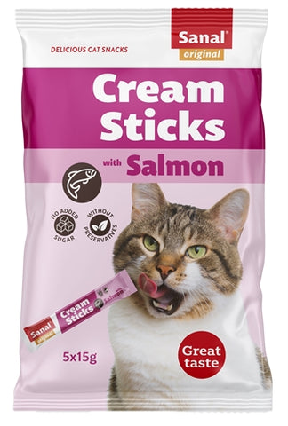 Sanal Sticks Crème Chat Saumon 5X15 GR