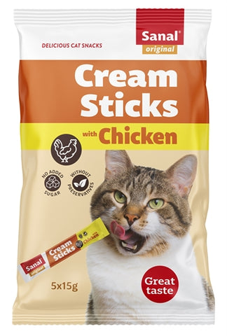 Sanal Bâtonnets de Crème Chat Poulet 5X15 GR